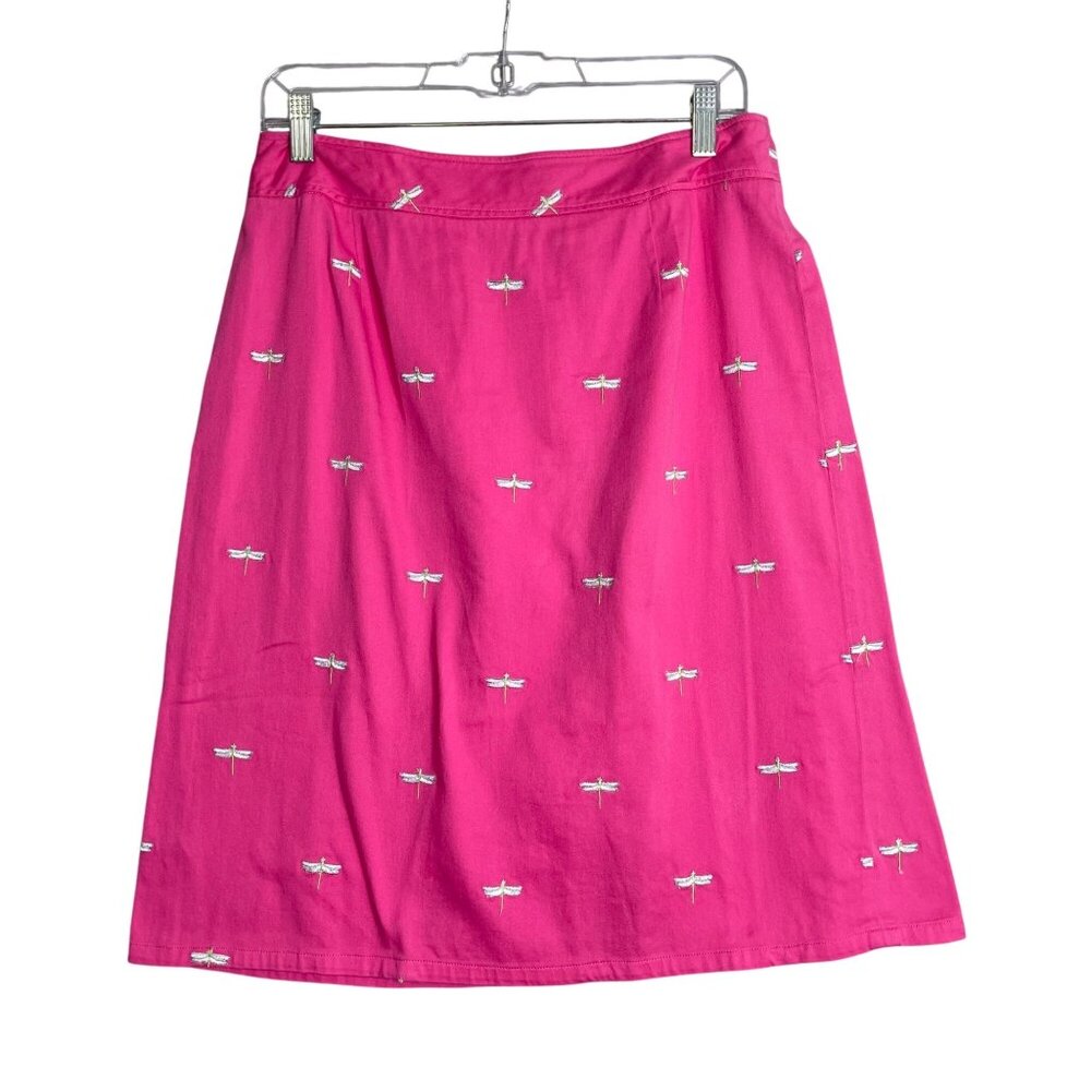 Pendleton Womens 10 Skirt Pink Dragonfly Embroidered A Line Preppy Cotton